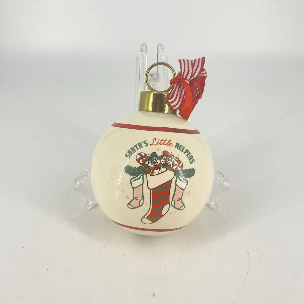 Disney Mickey Minnie Chip ’n Dale Christmas Ceramic Ball Ornament